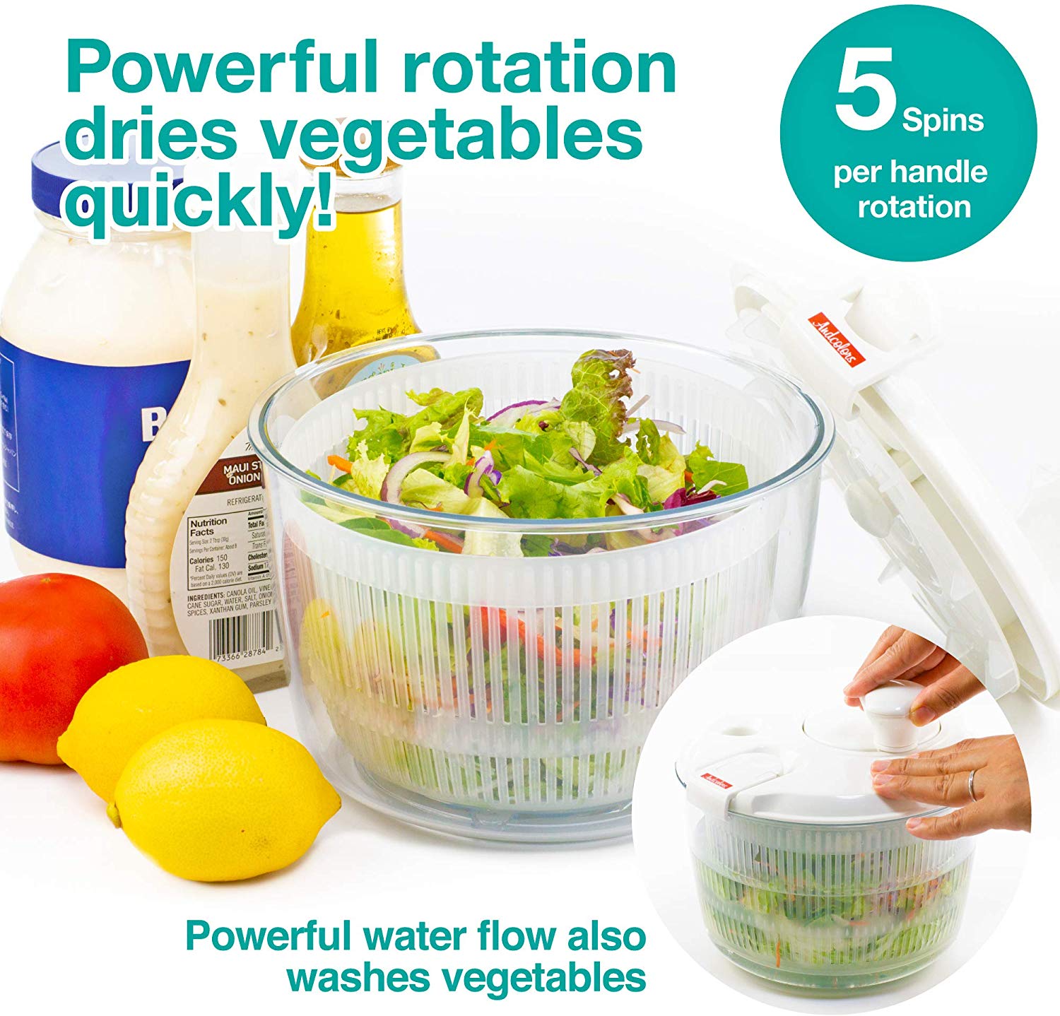 SMALL SALAD SPINNER AndColors Limited   Salad Spinner Small 4 